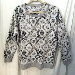 Simply Southern Cream and Gray Patterned Sweater